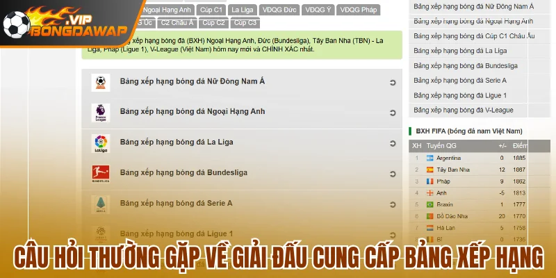 Câu hỏi thường gặp về giải đấu cung cấp bảng xếp hạng