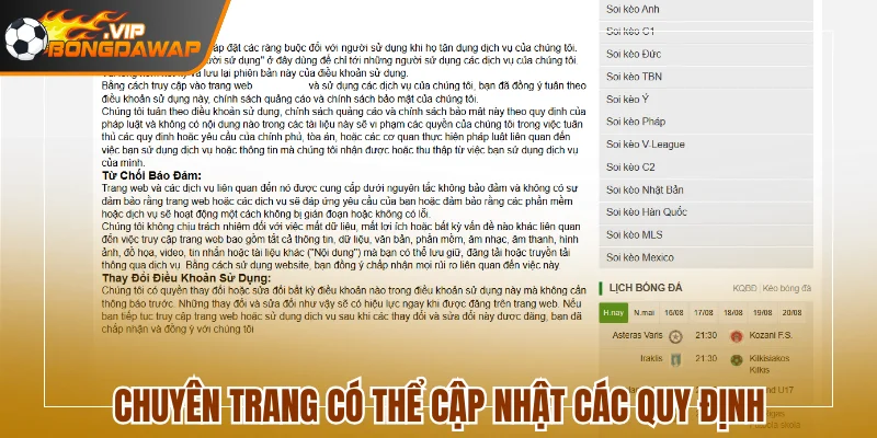 Chuyên trang có thể cập nhật các quy định