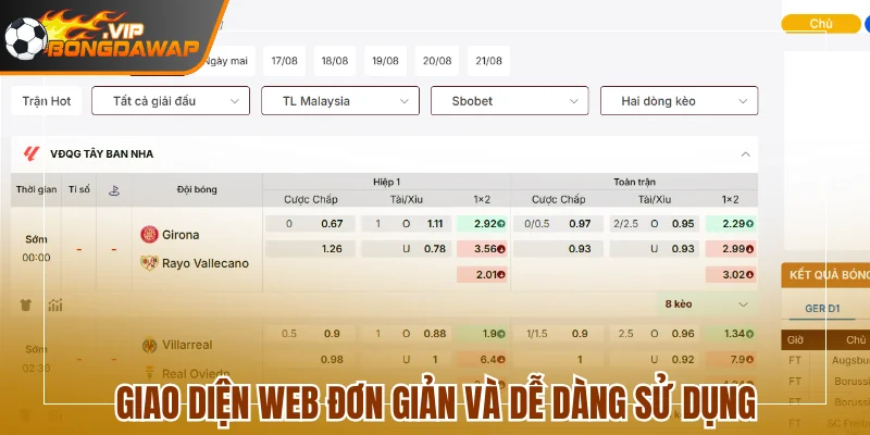 BongDaWap - Cập Nhập Dữ Liệu Bóng Đá Số Trực Tuyến 613 Giao diện web cực kỳ đơn giản và dễ dàng sử dụng